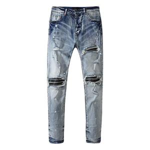 Pantalones Vaqueros Formales para Hombre, Corte Recto, Estilo Baggy Ligero, Color Azul Lavado, Personalizados al por Mayor, de Secado Rápido, Transpirables, Cintura Media, para Invierno - Product Image 1