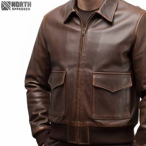 Chaqueta de cuero de vaca personalizada de alta calidad para hombre, de invierno con múltiples bolsillos estilo informal, cremallera transpirable, venta al por mayor Oem - Product Image 5