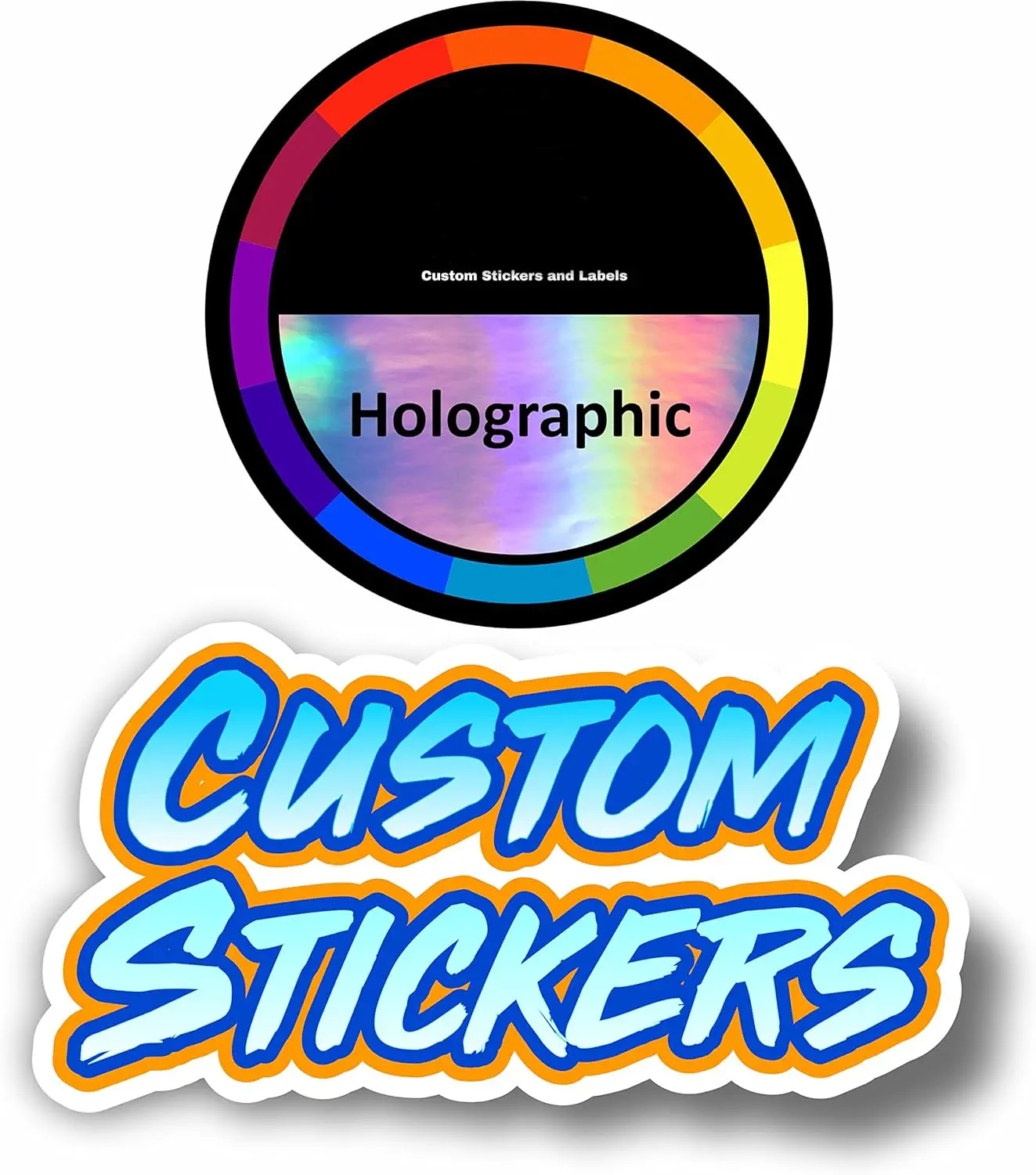 Stiker 100 buah Logo kustom Label dibuat stiker Hologram efek pelangi stiker Hologram kustom