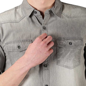 Camisa vaquera informal de la mejor calidad para hombre 2025, pantalones vaqueros de algodón de manga larga con logotipo personalizado, motor de búsqueda transpirable de alta visibilidad - Product Image 5