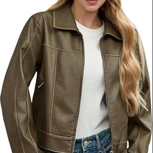 Veste en faux cuir à manches longues avec fermeture à glissière pour femmes de qualité supérieure Motard OEM - Product Image 1