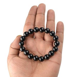 สร้อยข้อมือลูกปัดทัวร์มาลีนสีดำธรรมชาติขนาด 10 มม. สำหรับการต่อสัมผัสกับโลกและป้องกันพลังงาน - Product Image 2