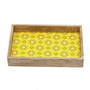 Plateau de service en bois imprimé brun rustique avec mandala et design floral pour la salle à manger et la décoration intérieure à un prix abordable - Product Image 5