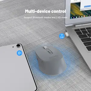 Mouse Wireless ricaricabile Multi-dispositivo di controllo Bluetooth e 2.4G modalità ergonomico mouse 1600 ufficio DPI