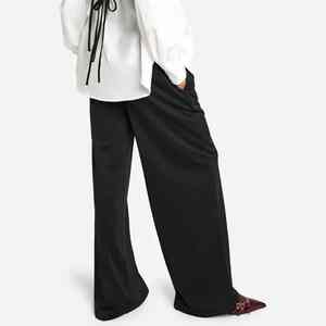 Vente en gros de pantalons de jogging noirs personnalisés en tricot avec ourlet fendu pour femmes, jambe droite, polaire éponge, doux au toucher, pantalons pour femmes - Product Image 6