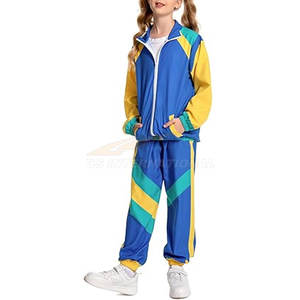 ชุดวอร์มสีฟ้าสำหรับเด็กผู้ชายชุดเต้นฮิปฮอปชุดสองชิ้นย้อนยุคชุดกีฬาพร้อมเสื้อวอร์มและกางเกงวิ่ง - Product Image 4