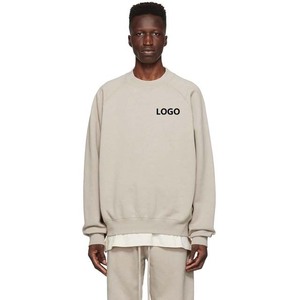 Taille américaine 330 Gsm 100% coton éponge française Logo personnalisé col rond épaules tombantes manches longues col rond sweat à capuche ensemble - Product Image 6