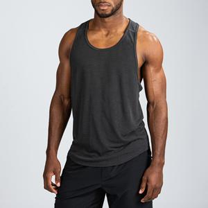 Débardeur de sport pour homme en coton mélangé, noir, décontracté, impression personnalisée, broderie, séchage rapide, respirant, service OEM - Product Image 1