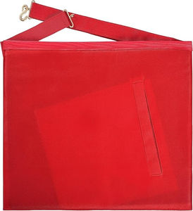 Tablier maçonnique de luxe personnalisable pour les grades de maître allié, en tissu rouge à motifs, avec badge brodé en pentagramme doré à coudre - Product Image 5