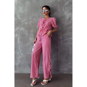 Pantalones de Cuadros Fucsia para Mujer Topshow, Producto al por Mayor - Product Image 3