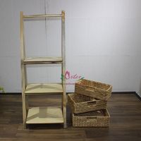 Artex Dong Thap - Estante de Almacenamiento de 3 Niveles con Cestas de Jacinto de Agua y Estructura de Madera, Diseño Moderno, Mueble Portátil para Oficina, Hogar y Cocina