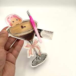 Cocktail Matcha Acrylic <b>Magnetic</b> Lash <b>Tiles</b> for Eyelash Extension Tweezer Private Logo Sustainable Custom Lash <b>Tile</b> with Bow - Product Image 5