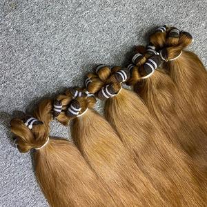 100% Vierge Brun Clair #8 Couleur Extensions de Cheveux Raides Couleur Brute Bundles de Cheveux Humains avec Fermeture Frontale - Product Image 3