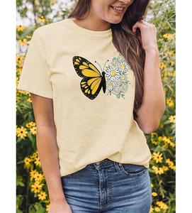 Camiseta ecológica de manga corta con cuello en V para mujer, 100% de algodón, cómoda con pendiente para los hombros, servicio OEM ofrecido - Product Image 2