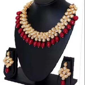 Top fabricant indien dernière conception élégante ethnique de haute qualité plaqué or Kundan collier boucles d'oreilles Tikka femmes accessoires - Product Image 1