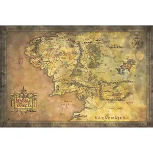 Póster de estilo tradicional del Señor de los Anillos con mapa de la Tierra Media - Product Image 1