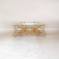 Bonica Bistro para restaurante Set Diseño simple Mesa redonda de ratán hecha a mano en estilo antiguo moderno Directo de Indonesia