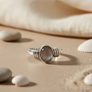 Anillo de Cuarzo Rosa de Moda Chapado en Oro Rosa y Rodio para Mujer - Incrustaciones de Piedras Preciosas Naturales con Baño de 18K - Product Image 2