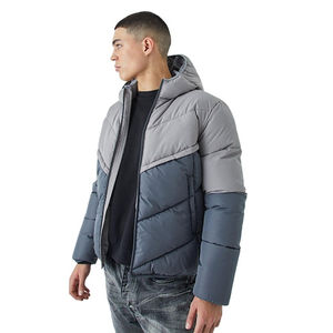 Chaqueta acolchada pesada para hombre con cremallera completa, manga larga, dos bolsillos, diseño de panel personalizable para chaqueta acolchada de invierno - Product Image 1