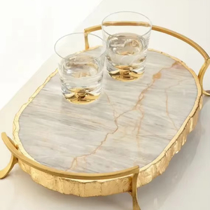 Dcanisters Venta al por mayor Personalizar Latón Tapa Borde Botes Bandeja Lujo Mármol Oro Borde Bloques Diseño - Product Image 1