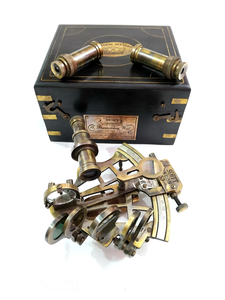 Nautical Brass Antique Maritime Nautical Sextant with 2 Telescope Vintage Marine Astrolabe Ship's Instruments with Wooden Box - Product Image 4