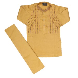 Traje Shalwar Bordado para Niños - Color Mostaza - Product Image 1