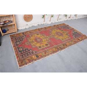 4.5x8.1 ft Turkish Vintage Rug, Area Rug, <b>Red</b> <b>Wool</b> Rug - Product Image 4