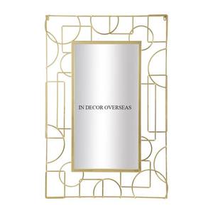 Patrón de moda Llegada Chapado en oro Heavy Duty Metal Enmarcado Aspecto atractivo Forma rectangular Espejo de pared del fabricante indio - Product Image 1