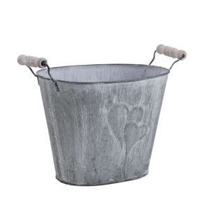 hot sale metal Galvanized Plant <b>Pot</b> Set of 2 Decorative Modern Indoor Planter Office Desk <b>Pot</b> with Antique Metal Stand - Product Image 4