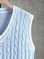 Gilet pull sans manches unisexe en acrylique 100% à col en V, motif torsadé de luxe, personnalisable sur le devant, grandes tailles