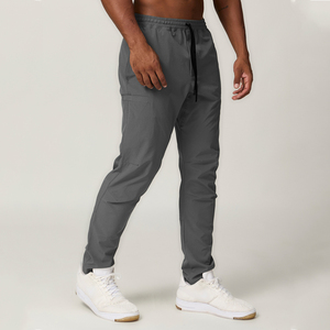 Pantalones deportivos de gimnasio informales ajustados para hombre, pantalones de chándal de nailon de secado rápido transpirables con logotipo personalizado, primavera sólida 100% poliéster - Product Image 4