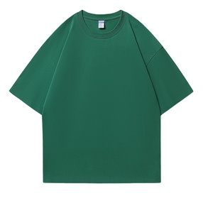 เสื้อยืดผู้ชายไซส์ใหญ่ สีเขียวล้วน แขนสั้น คอกลม สไตล์ลำลอง ผ้าฝ้ายเจอร์ซีย์ 100% ย้อมสีพื้น - Product Image 1