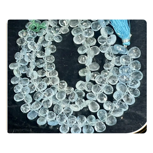 Perles de briolette en forme de larme facettées en aquamarine bleue naturelle de haute qualité, 5-7 mm, pour la création de bijoux en DIY - Product Image 1