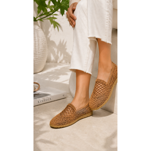 Zapatillas de Ballet Tejidas Cruzadas de Otoño, Estilo Mary Jane, Transpirables, Antideslizantes, con Plantilla de Piel de Oveja y Punta en Pico - Product Image 1