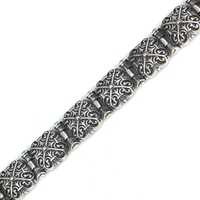 NUSRET Bracelet/Bracelet jonc ethnique en argent sterling 925 avec motif ajouré, design carré bombé, bracelet fin 45,56g 19,5cm