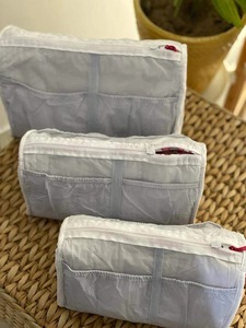 Indian Handmade Vintage Waterproof White Multi-Color Hand-Block Printed Cotton Fabric <b>Cushioned</b> Pouches Beaded Makeup Storage - Product Image 3