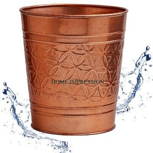 Cubo de basura antiguo de aspecto de tendencia, cubo de basura decorativo con acabado rústico elegante, cubo de basura de Metal para interiores de forma redonda - Product Image 3