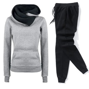 Women's Casual Summer Two-Piece Clothing Sets Solid Breathable Pullovers Sweatshirts Sports <b>Suit</b> Jogging Hoodies+<b>Pants</b> Tracksuit - Product Image 5