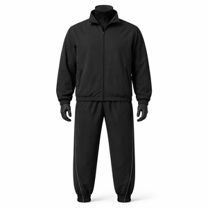 Men’s <b>Black</b> <b>Windbreaker</b> Tracksuit 2 Piece Set Lightweight Windproof Sportswear Jogging Track Suit Custom Logo OEM - Product Image 1