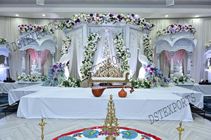 Classy Wedding Golden Reception Stage Indian Wedding <b>Engagement</b> Stage Glamorous South Asian Wedding Stage - Product Image 6