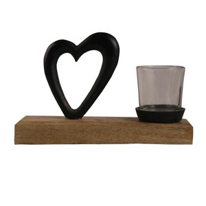 Aluminium Starend T-Light Finition noire sur socle en bois Artisanat indien personnalisé Cadeaux décoratifs de table - Product Image 3