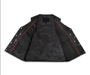 เสื้อกั๊กหนังสำหรับผู้ชายแบบสั่งทำพิเศษ ระบายอากาศได้ดี กันน้ำ กันลม แห้งเร็ว หนังแท้แบบฟูลเกรน สไตล์สตรีทแวร์ - Product Image 4