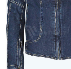 Veste en jean vierge pour hommes en gros Veste en jean à manches longues à fermeture éclair simple pour hommes - Product Image 5