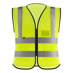 Chaleco de trabajo de clase 2 de alta visibilidad Verde Negro malla poliéster reflectante - Product Image 1