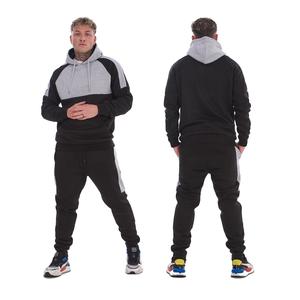 Sudadera con capucha y pantalones acampanados con doble cremallera y logotipo personalizado, conjunto de 2 piezas para hombre, chándales para hombre, conjunto de dos piezas, chándal de algodón de rizo para hombre - Product Image 3