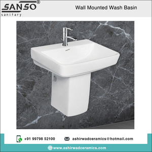Lavabo de mano de cerámica blanca de alta calidad, nuevo diseñador, artículos sanitarios montados en la pared para apartamentos de Villa, suministro directo de fábrica - Product Image 2