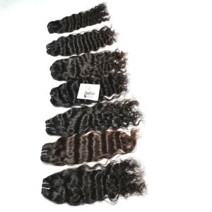 Extensions vierges de cheveux humains indiens bruts, ondulés, cuticules alignées, couleur noire naturelle, prix d'usine en gros - Product Image 3