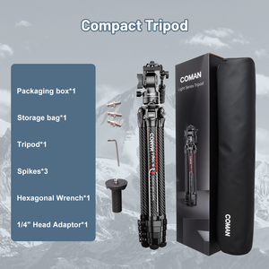 Coman ánh sáng H 360 Độ Bóng đầu có thể tháo rời chân máy chuyên nghiệp Chân máy sợi Carbon cho điện thoại Canon Sony Nikon phát trực tiếp - Product Image 4