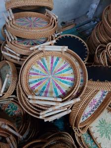 ถาดเสิร์ฟหวายไม้ไผ่แกะสลักตกแต่งบ้านที่ไม่ซ้ำใครพร้อมฝังมุกสำหรับใช้ในห้องครัวและเสิร์ฟอาหาร - Product Image 3