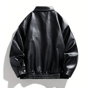 เสื้อแจ็คเก็ตหนังแท้ทรงสลิมฟิตสำหรับผู้ชาย รุ่น Twill Sports TS-1209 สีดำ ปี 2026 คอตั้งแบบปรับได้ ระบายอากาศดี สวมใส่สบาย ขายดี - Product Image 2